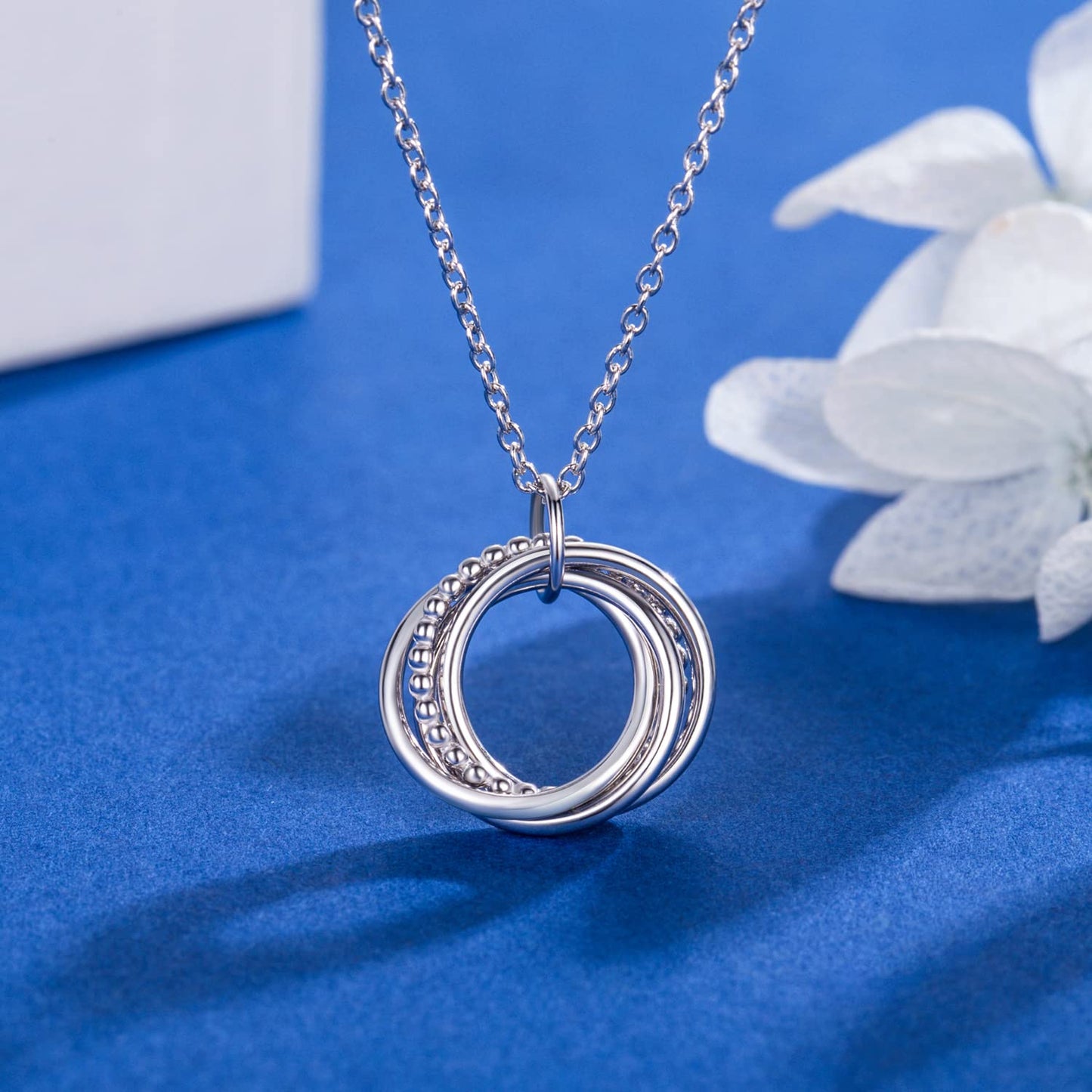 AM ANNIS MUNN 40th Birthday Gifts for Women, 925 Sterling Silver Necklaces for Women Four Circle Jewelry for Women 40th birthday