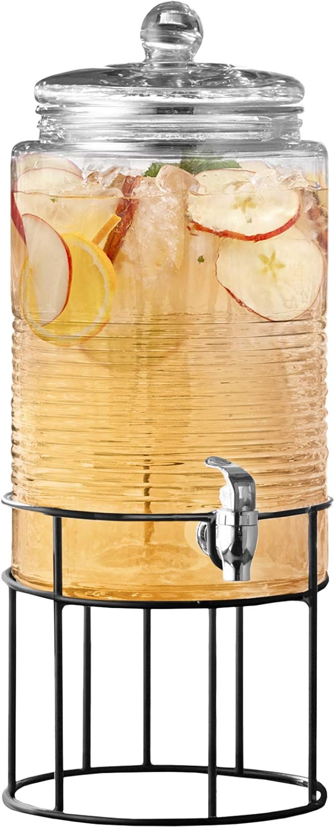 Style Setter Beverage Dispenser Cold Drink Dispenser Glass Jug, Metal Stand & Leak-Proof Acrylic Spigot Great for Parties,...