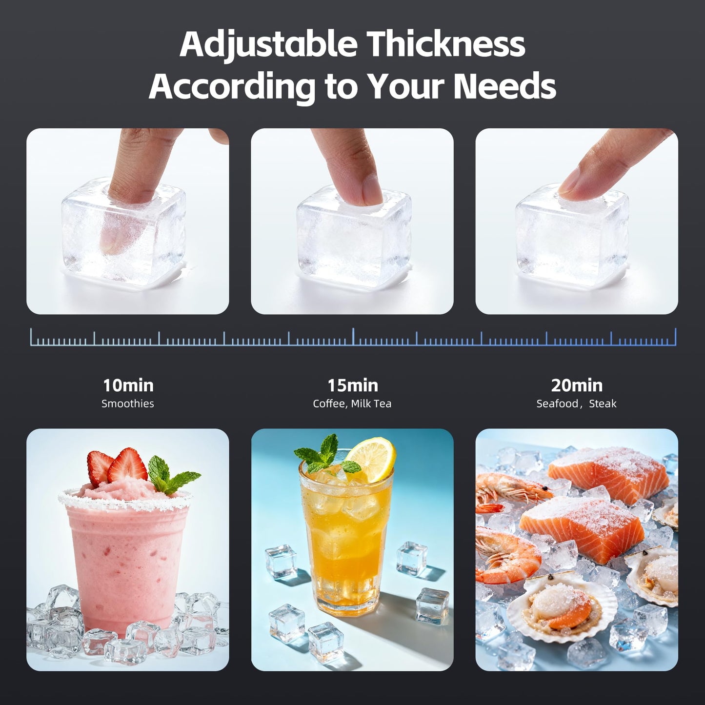 Commercial Ice Maker Machine 110lbs/24H, 33lbs Storage Ice Maker for Business, 50 Cubes in 7-14Mins, Stainless Steel Ice Maker for Cafe Bar Restaurant Beverage Shops, Under Counter Ice Machine