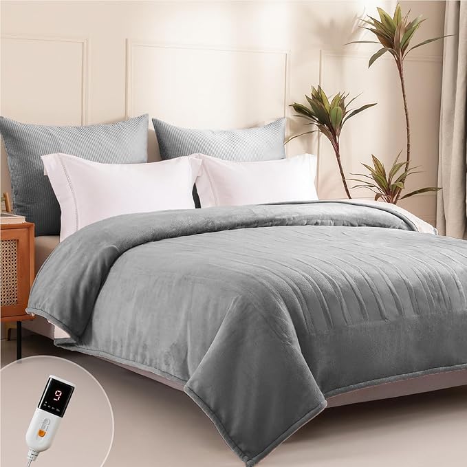 Heated Blanket Full Size - Single Controllers Electric Blanket Full with 9 Heat Settings & 10 Hour Auto Off,Overheat Protection,Machine Washable 72"x84"(Dark Gray)