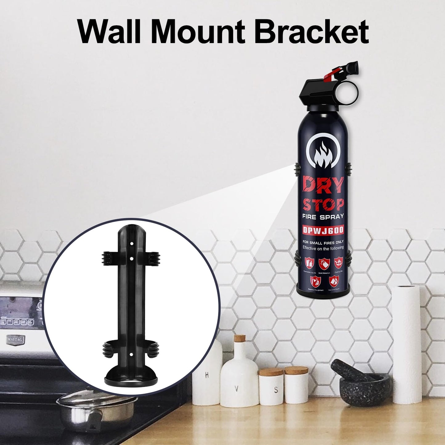 Dry Stop Fire Extinguisher Spray - 4 Pack Portable Fire Extinguisher with Mount for Boat Vehicle Home Car Garage Kitchen, 600g Dry Powder Fire Extinguishers for Electrical Grease Battery Fires & More