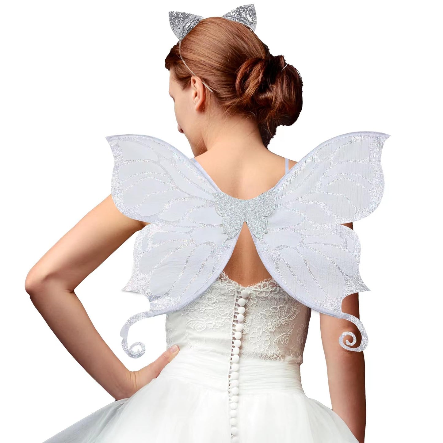 RUIZSH Fairy Wings, Angel wings for Kids Butterfly Wings for Girls Fairy Costumes for Women Halloween Dress Up Cosplay (White)