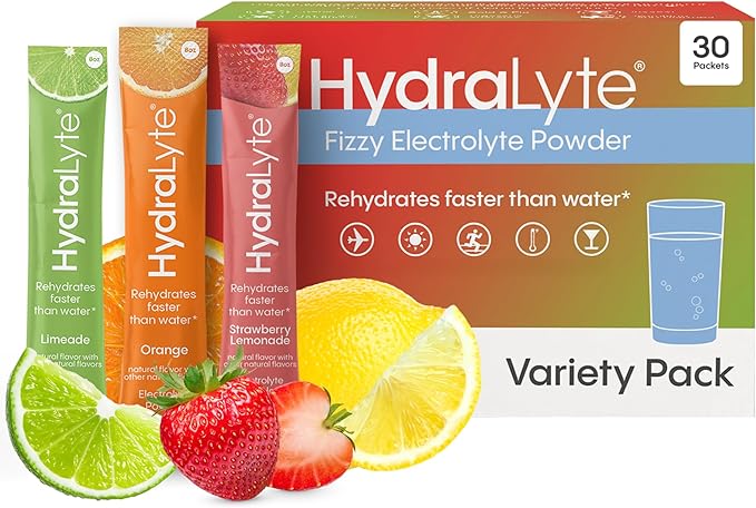 Hydralyte Low Sugar Rapid Rehydration - Lightly Sparkling Electrolyte Powder Packets, 8 oz Serve | Variety Hydration Packe...