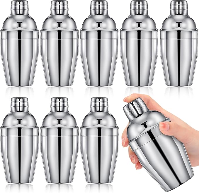 Nitial 9 Pcs Bar Cocktail Shaker Professional Stainless Steel Martini Drink Mixer Built-in Strainer for Bartending No Leak...