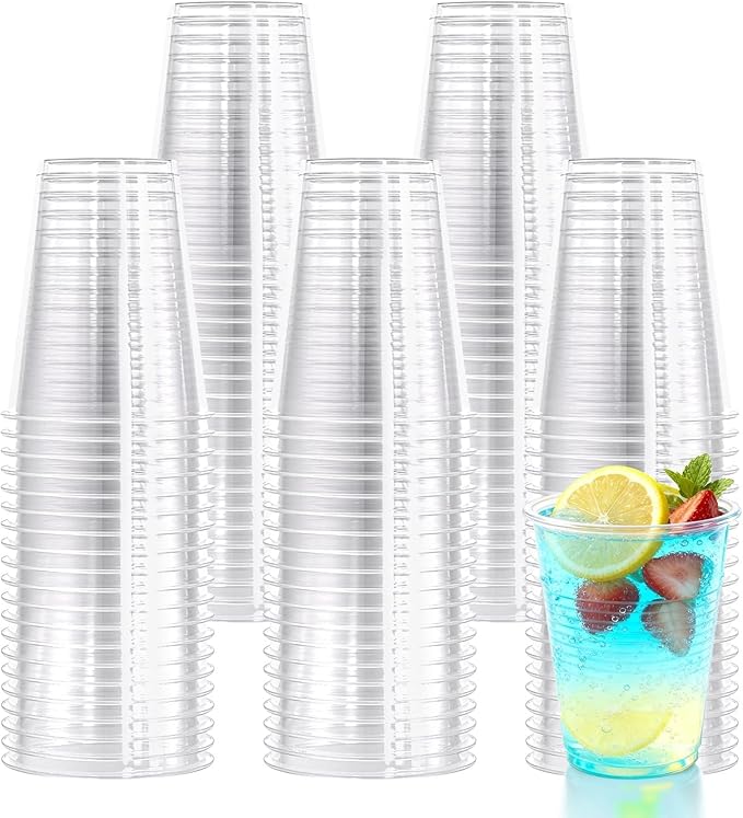 UPLIKSMEN 9 oz Plastic Cups,504 pack-Clear Disposable Drinking Cups, Water Cups for Cold beverages，Plastic Clear Cups for ...