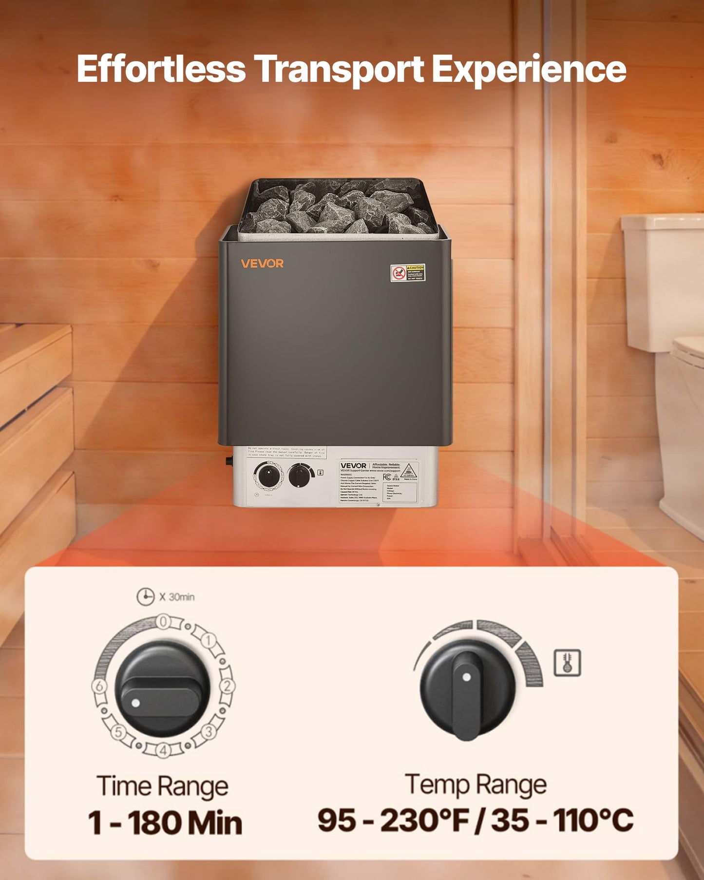 VEVOR Sauna Heater, 2KW AC 120V Electric Sauna Stove, Dry Steam Bath Saunas Stove with Pre-Drilled Bracket, Fit 52.9 to 88.2 CU.FT Saunas Rooms, Steam Bath Stoves for Home, Commercial, Leisure Venues
