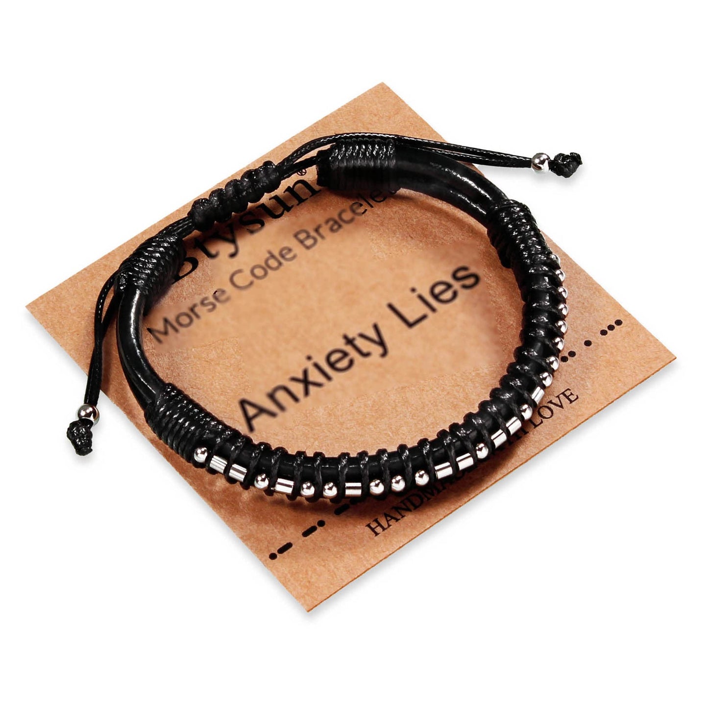 Gifts for People with Anxiety Morse Code Bracelets for Men Leather Inspirational Mens Gifts for Birthday Dad Boyfriend Jewelry