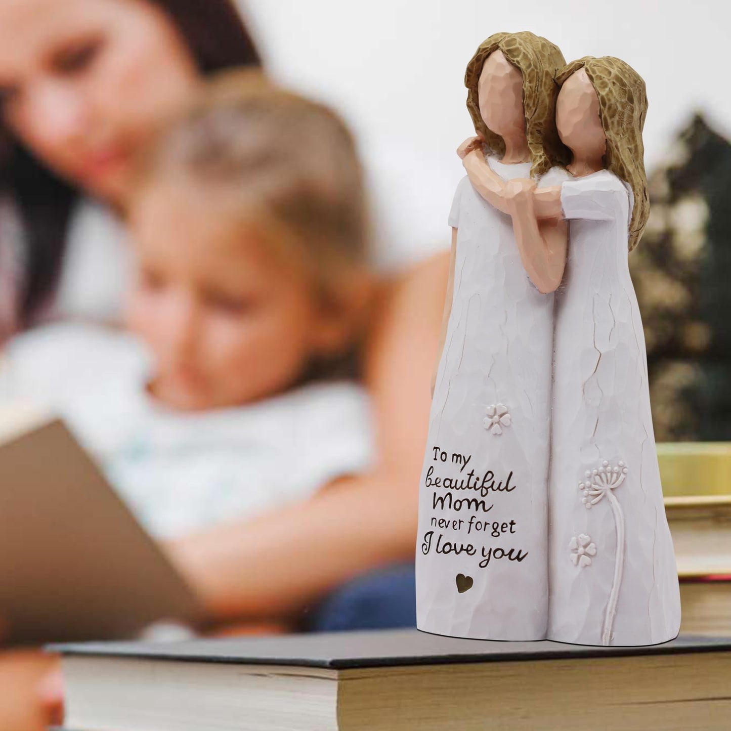 AcowSpt Mom Birthday Gift from Daughter - Mother Daughter Sculpted Hand-Painted Figurine