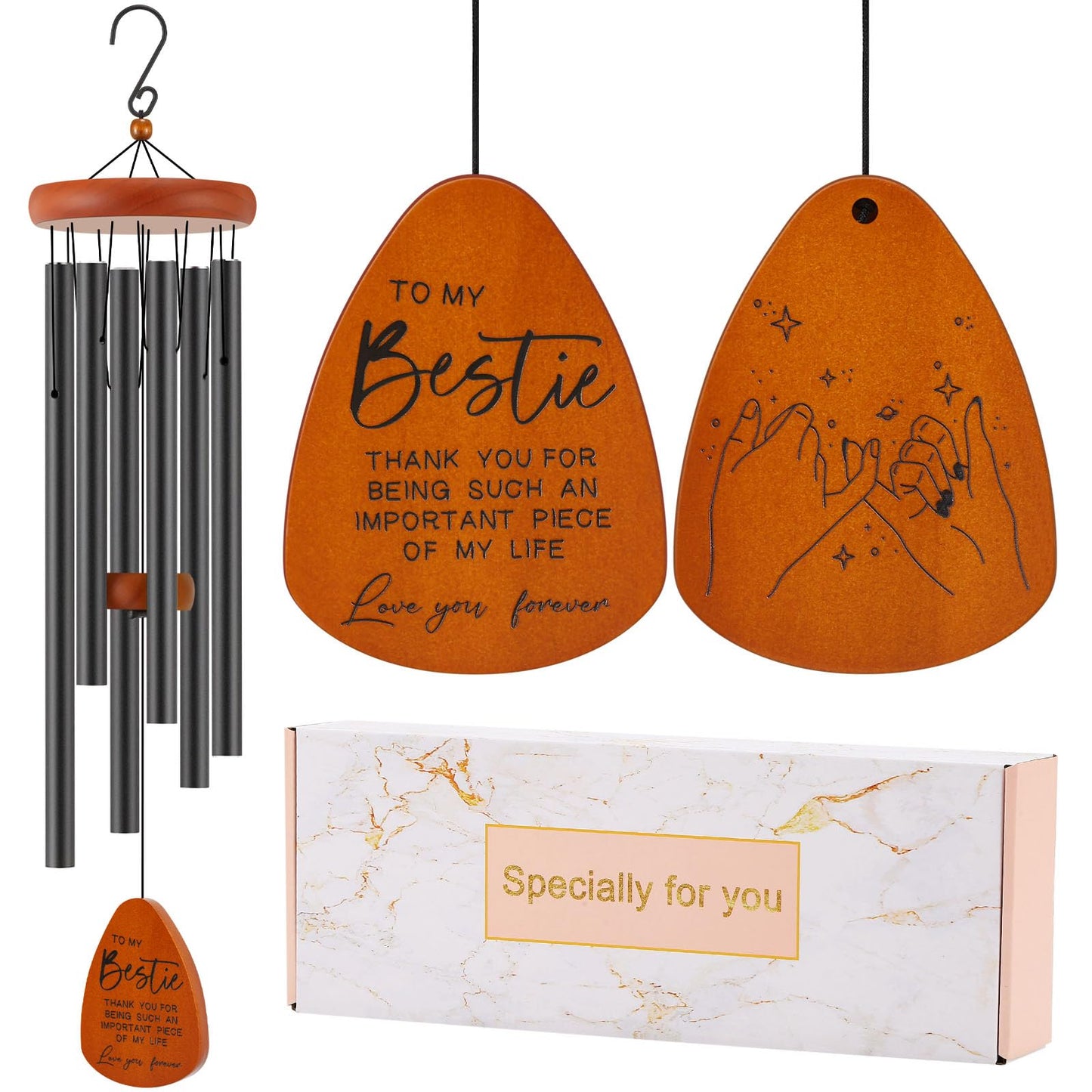 Bestie Gift for Women, Friend Gifts for Women, Unique Friendship Sister Gifts for Birthday, Mothers Day, Christmas, 32 Inch Wind Chimes Gift for Home Decor