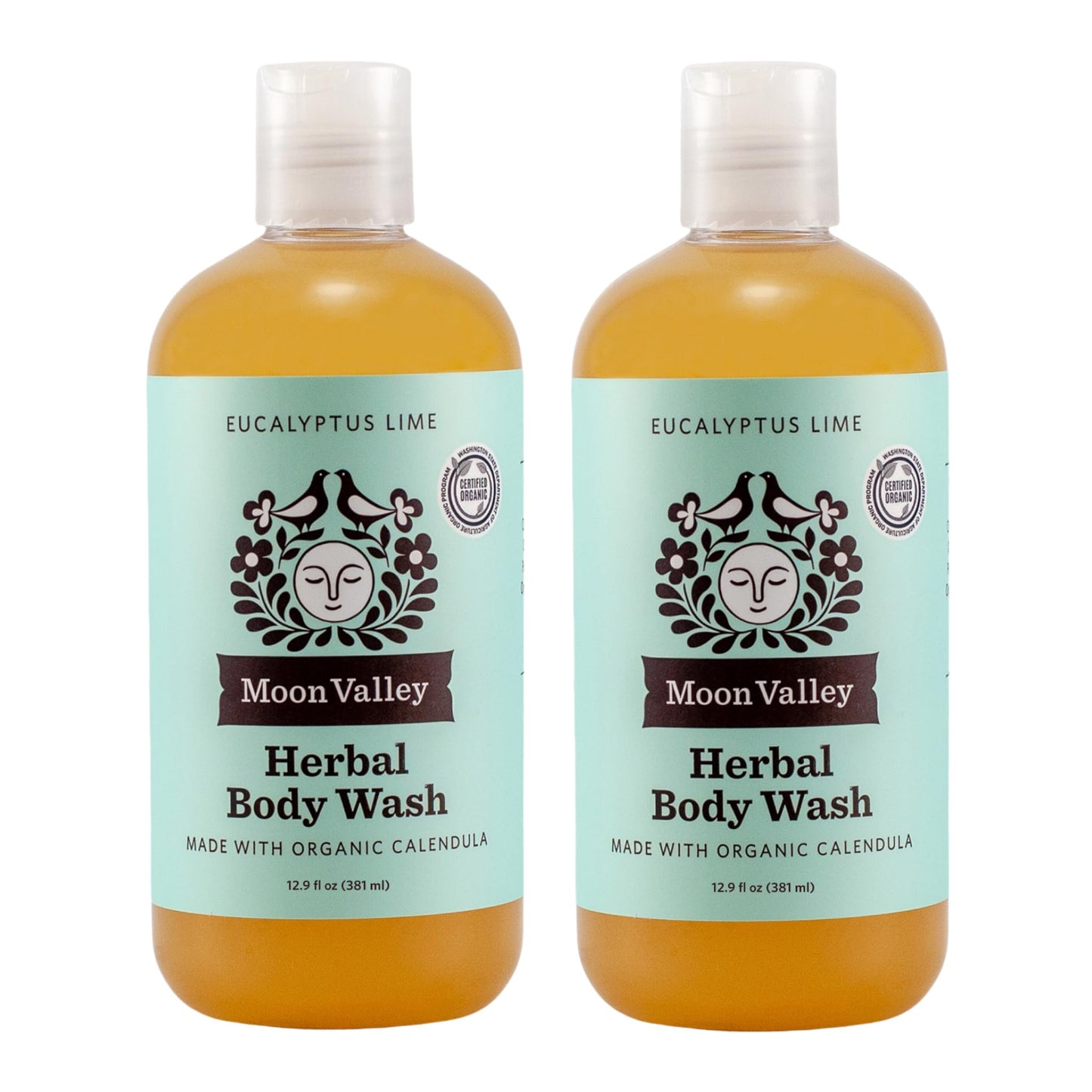 Herbal Body Wash, Eucalyptus Lime by Moon Valley, All Natural Ingredients, No Parabens, Vegan, Moisturizing Essential Oils, Two