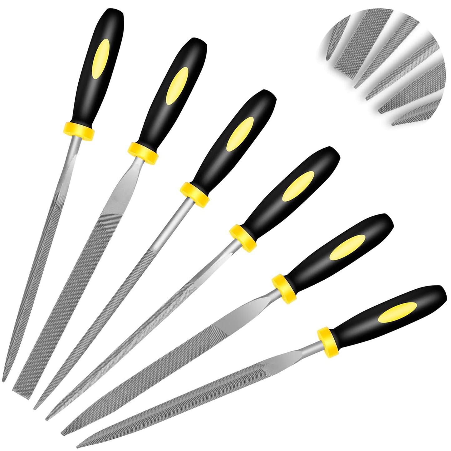 IEGREMAR 6pcs Metal Needle File Set, Mini Hand Metal Needle File Sets, 3rd Generation Hardened Alloy Strength Steel Set, Includes Flat Warding, Round, Flat, Triangular, Square and Half - Round Files