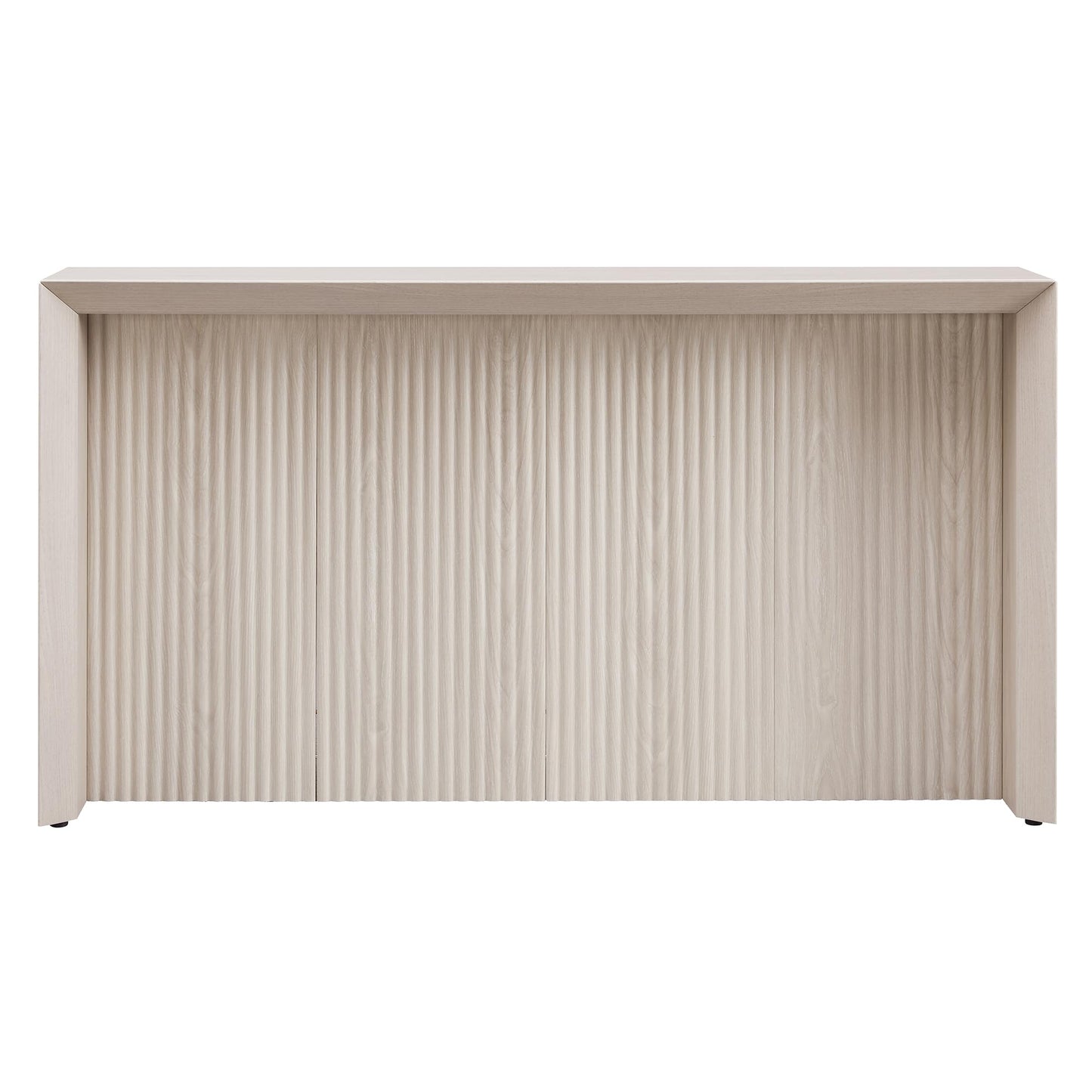 Henn&Hart 56" Fluted Wooden Rectangular Console Table Ribbed Entryway Table, Sofa Table for Entryway, Living Room, Couch, Hallway, or Office, Beech White