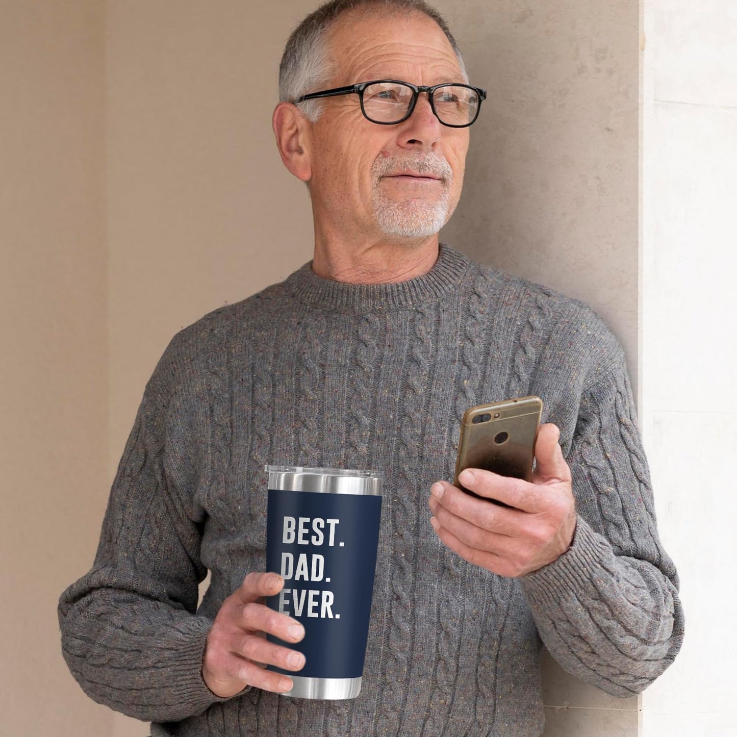 TEEZWONDER Gifts for Dad from Daughter Son - 20 oz Stainless Steel Insulated Coffee Tumbler with Lid - Birthday Gifts for Dad Who Wants Nothing, Mens Birthday Gift Ideas