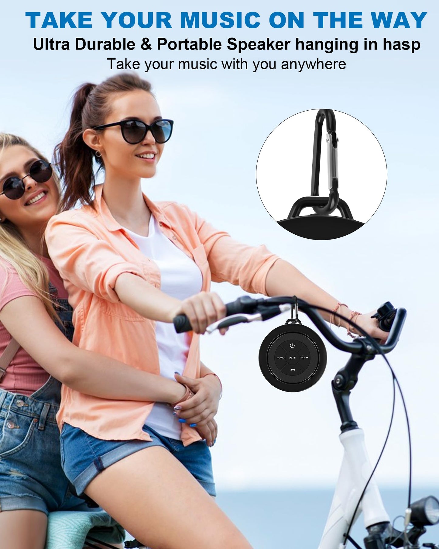 Bluetooth Shower Speaker, Portable Bluetooth Speakers, Ip67 Waterproof Wireless Speaker With Suction Cup & Carabiner, Built-In M