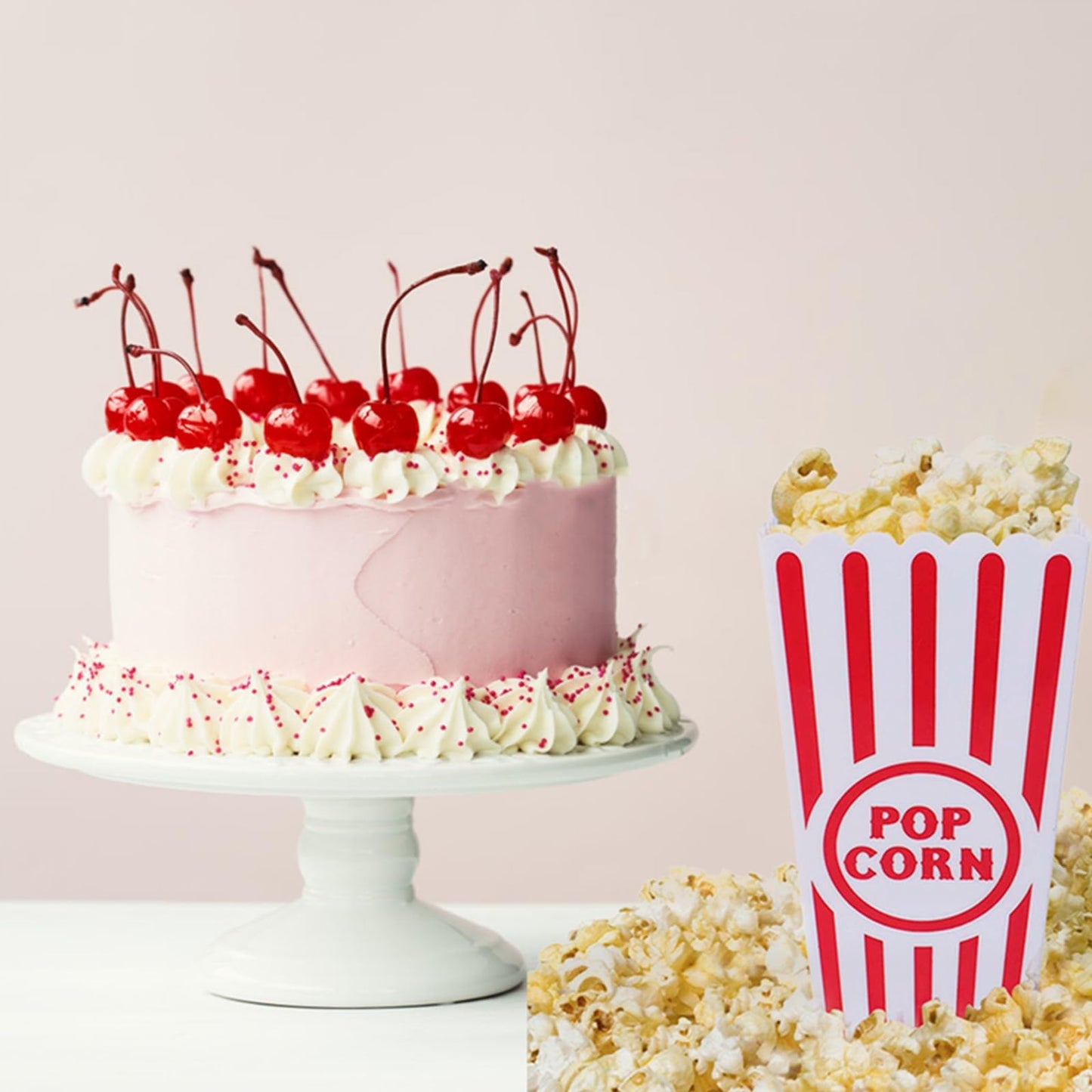 Tebery 20 Pack Plastic Open-Top Popcorn Boxes Reusable Movie Theater Style Popcorn Container Set -7.7" Tall x 4" Square