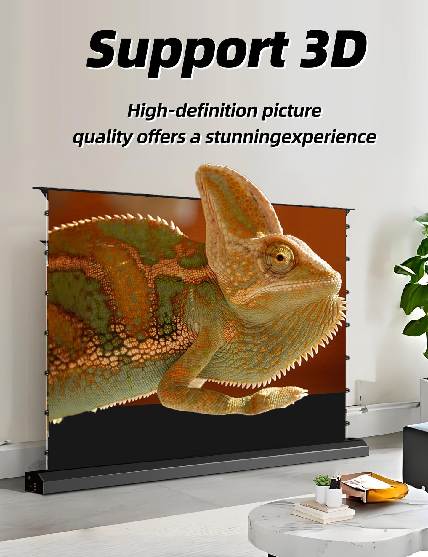 100" Fresnel Floor Rising Projector Screen Motorized for Long/Standard Shrow Projector,Movie Screen for Home Theater,ALR Projector Screen Motorized 4K/8K Ultra HD, Active 3D