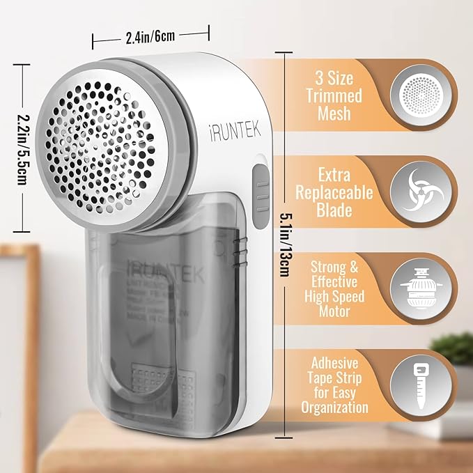 iRUNTEK Wired Fabric Lint Remover, Plug-in Lint Shaver and Brush 2 in 1,Sweater Defuzzer for Removing Fuzz, Lint Balls, Pills, Bobbles from Clothes, Furniture, Carpet, Couch