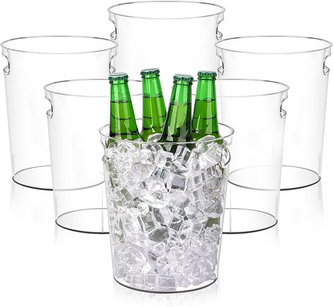 Tiawudi 6 Pack Ice Bucket, Plastic Wine Chiller for Champagne, Beverage, Soda and Beer, Wine Bottle Cooler, Ice Tub, Mult...