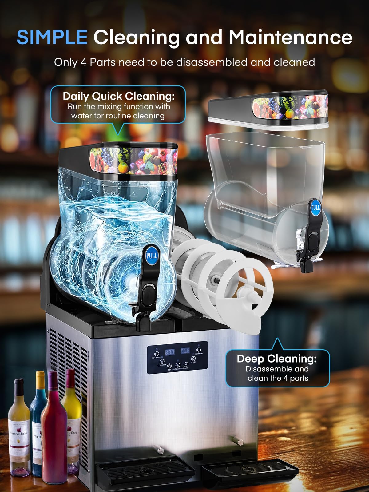 Commercial Slushy Machine 8Gal/30L, Stainless Steel Margarita Smoothie Frozen Drink Machine, 25-Minute-to-Go Slushie Machine, Margarita Machine for Restaurants Cafe Bars (2 * 15L)