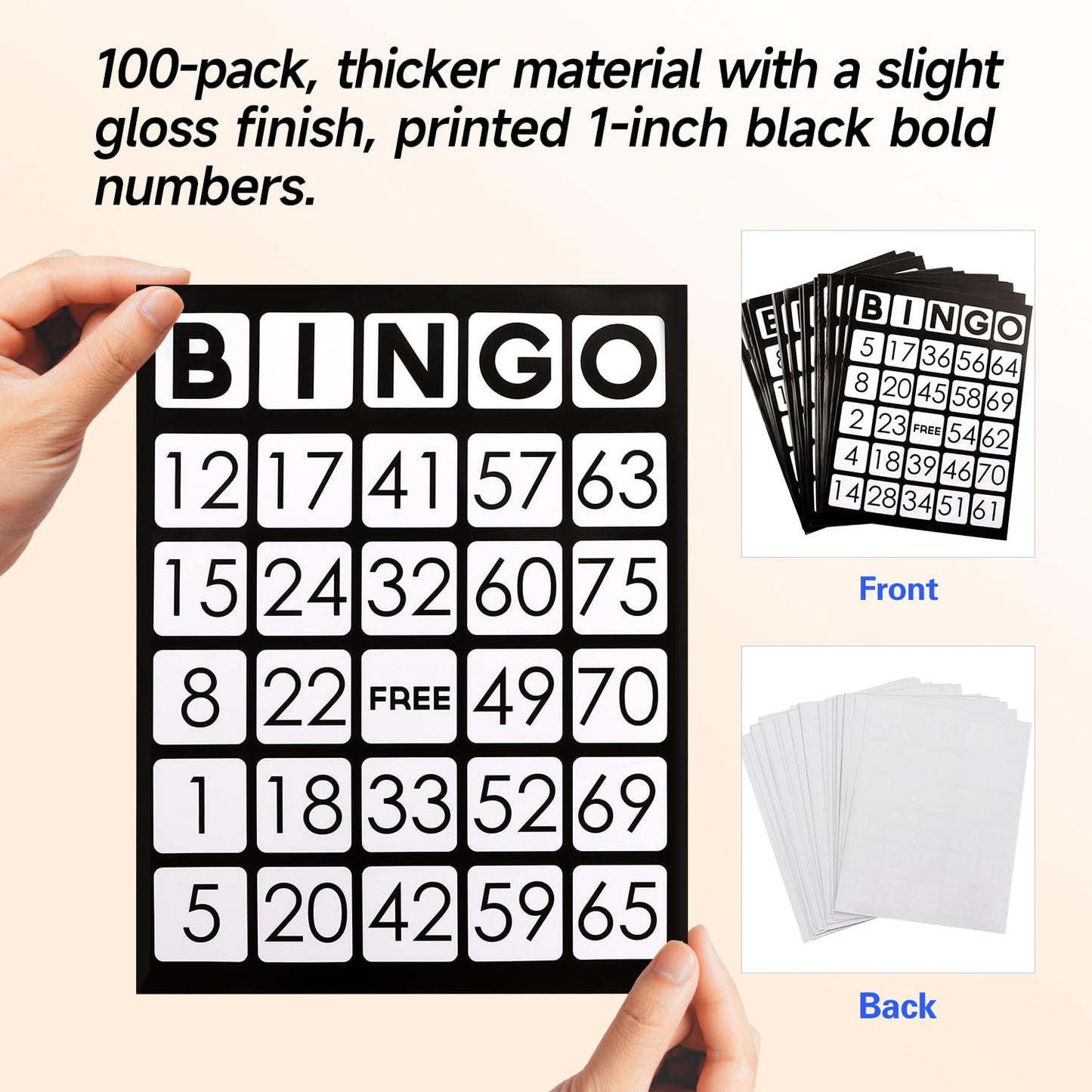 GSE Games & Sports Expert 100-Pack Jumbo Bingo Game Cards with Easy Read Numbers, Reusable Paper Bingo Sheets for Large Groups, Family/Friend Parties, Game Nights