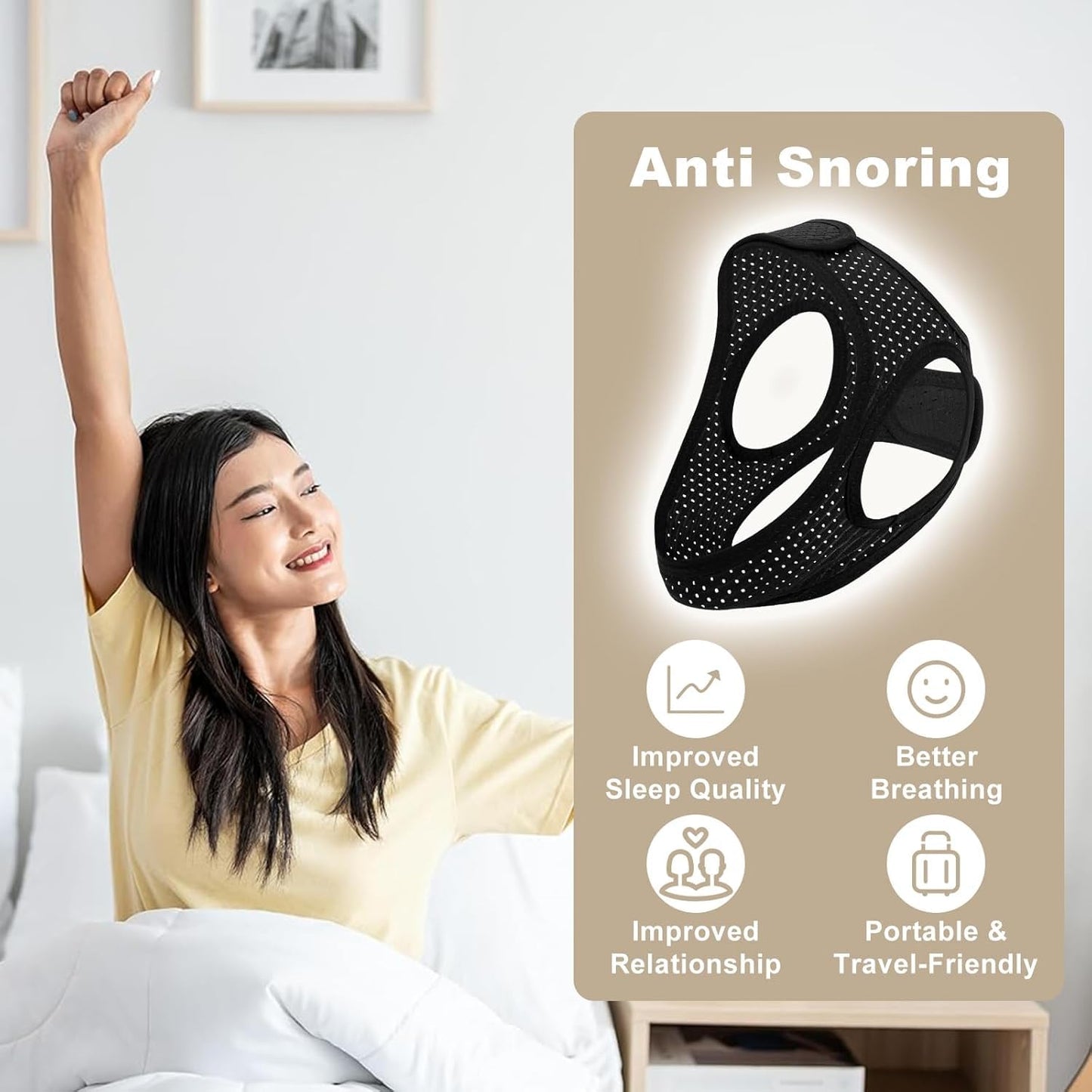 Chin Strap for Sleeping - Anti Snoring Device, Airflow Jaw Strap for Sleep Apnea, Effective Anti Snore Solution for Men and Women, X Size and 1PCS