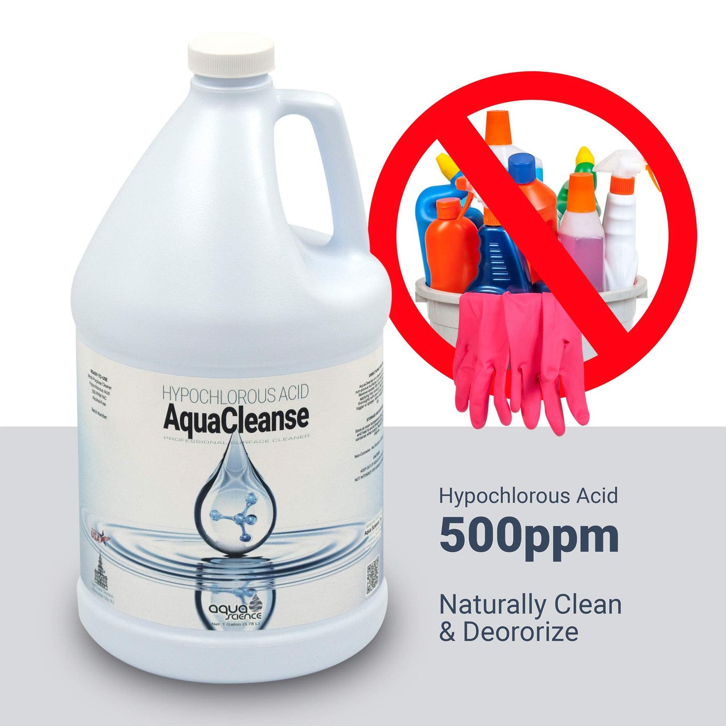 Hypochlorous Acid 500PPM (1 Gallon Jug) For Cleaning (Dental & Medical Professionals). All Natural HOCL Surface Cleaner For ULV Fogging Machines (Foggers) | Made In USA