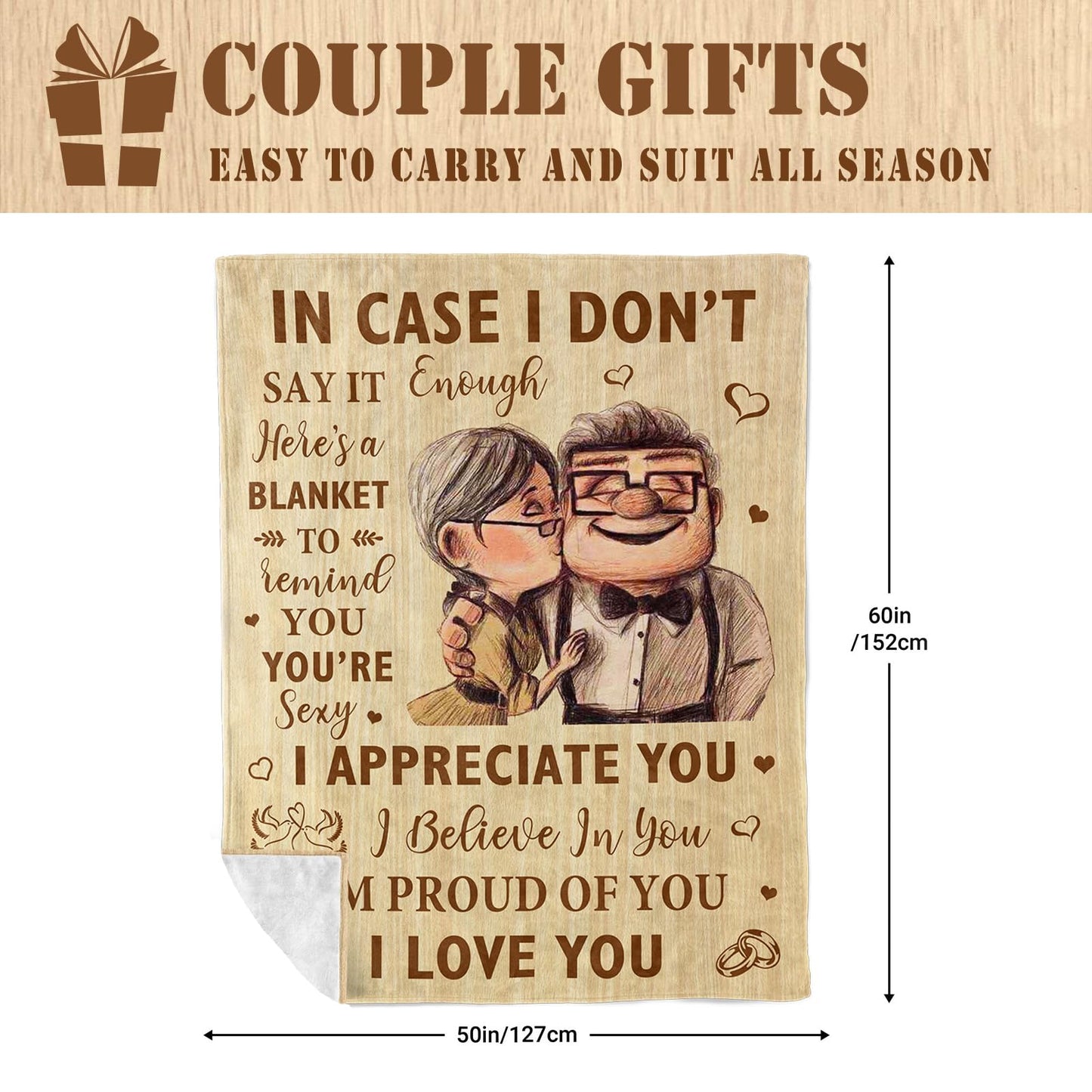 Neuturs Gifts for Him Her, Boyfriend Birthday Gift, Wedding Anniversary Blanket for Women/Men/Couple, Christmas Valentine Birthday Gift for Girlfriend/Wife/Husband, Romantic I Love You Blanket 60"X50"