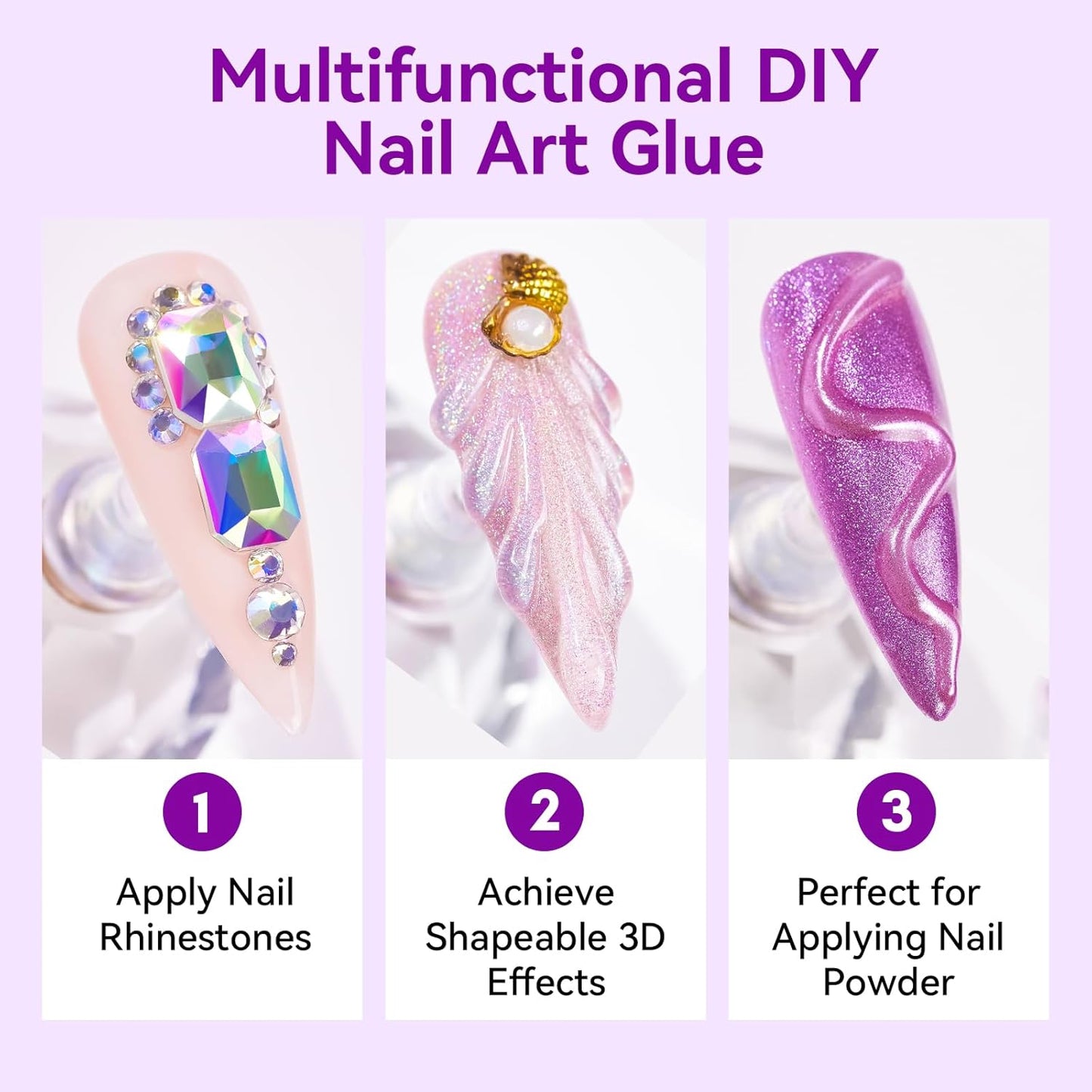 Makartt Rhinestone Glue for Nails 12PCS 30ML, Super Strong Gel Adhesive for Nail Salon, 3D Nail Art, Gem Jewelry & Nail Charm Decoration