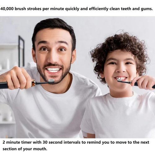 Generic JDHAVMOS Sonic Toothbrush-Rechargeable, Ultra Whitening 40,000 VPM Powerful Electric Toothbrush and Cleaning Station,Black(Pack of 4Brush Heads &1Travel Case &Toothbrush Holder)