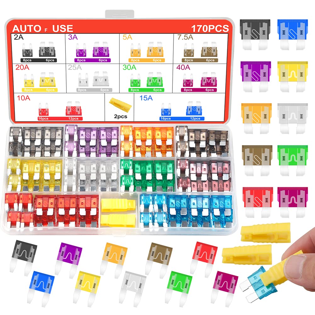 Fuse Assortment Kit,306pcs Car Boat Truck SUV Auto Automotive Assorted Replacement Blade Fuses Standard & Mini & Low Profile Mini-2A 5A 7.5A 10A 15A 20A 25A 30A 35A with Fuse Puller Circuit Tester