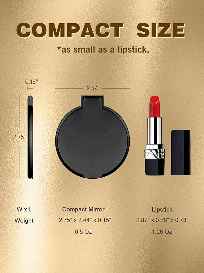 Qislee Compact Mirror Bulk, Round Makeup Mirror for Purse, Set of 96 (Black)