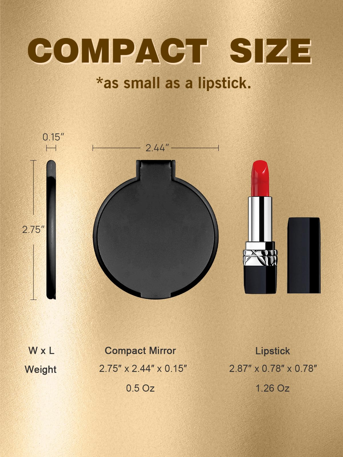 Qislee Compact Mirror Bulk, Round Makeup Mirror for Purse, Set of 24 (Black)
