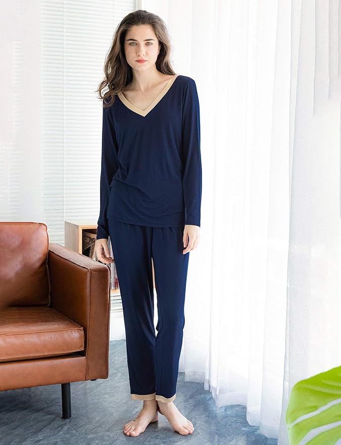 GYS Viscose from Bamboo Women's Pajama Sets Super Soft Long Sleeve Sleepwear Comfy Winter Pjs Sets S-4X
