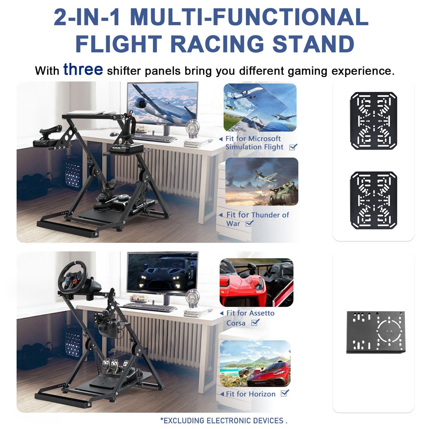 Anman Foldable Flight Simulation Cockpit 3.0 with Fixed Slot Fit for Logitech/Thrustmaster/Hotas Warthog/Fanatec,Electronics Adjustable Fight Sim Mount Pedals, Steering Wheel Not Included
