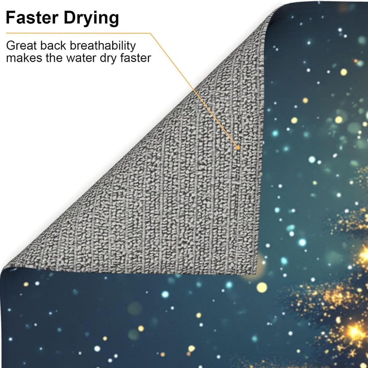 Dish Drying Mat for Kitchen Christmas Tree Star Xmas Counter Absorbent Dishes Drainer Microfiber Small 16x18 Inch