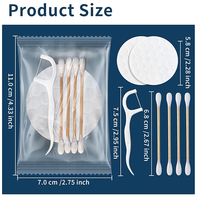 Vanity Kits Bulk, Hotel Vanity Individually Wrapped, Vanity Kit With Cotton Pads, Cotton Swabs And Dental Floss, Suitable For Travel, Hotels And Home Use (200 pcs)