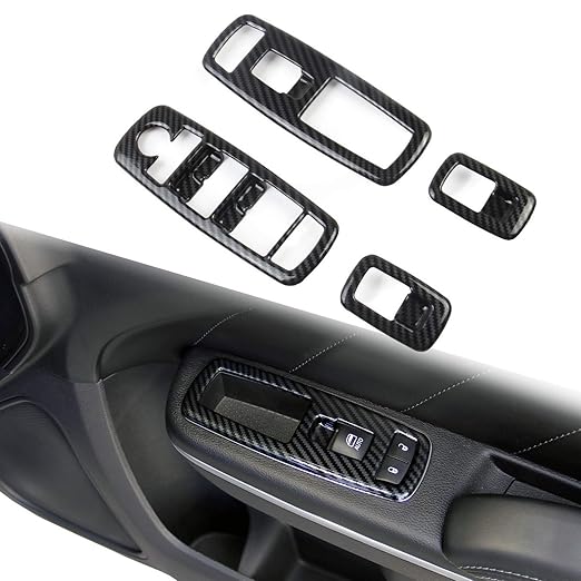 Carbon Fiber Window Lift Trim Switch Panel Cover Trim for Dodge Charger 2011+/ Chrysler 300 2015-2021 Black