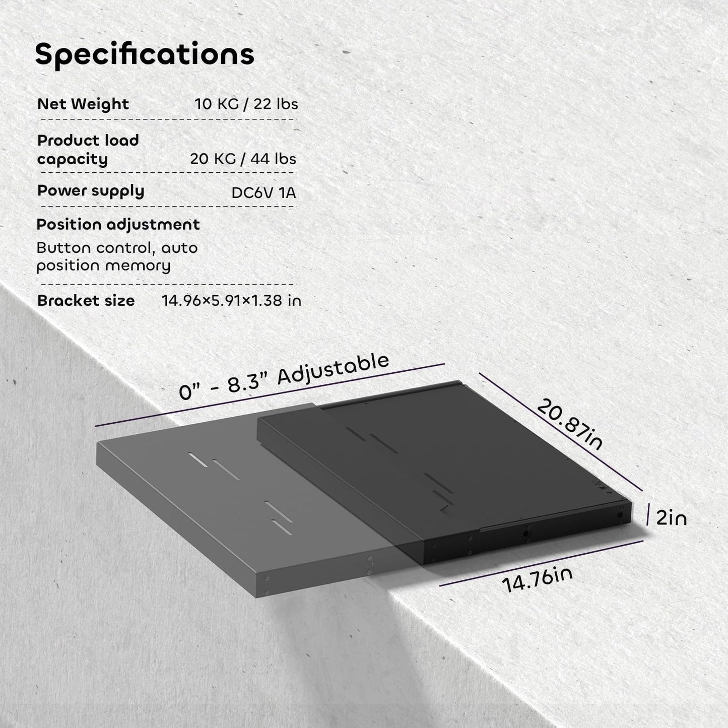 NothPJ NothingProjector Motorized Sliding Tray for Ultra Short Throw Projector, Intelligent Slider for UST Laser TV | Extend to 150" | Automatically Retractable Telescopic | Syncs Projector's Power