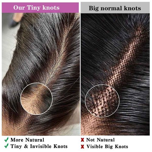 Mnador 2x6 SKINLIKE Real HD Lace Closure Deep Parting Straight Human Hair 0.095mm Ultra-thin hd lace Closure Tiny knots Brazilian Virgin Human Hair Closure pre plucked with Natural Hairline, 20inch