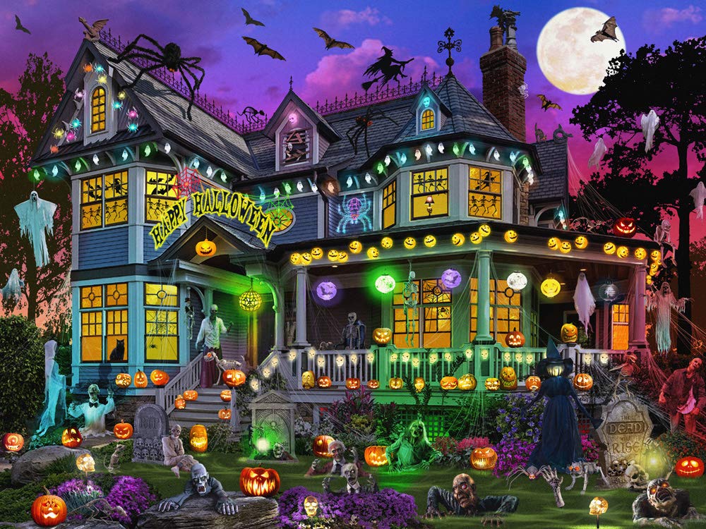 Vermont Christmas Company Halloween House Jigsaw Puzzle 550 Piece - 24" x 18" - Fully Interlocking & Randomly Shaped Pieces