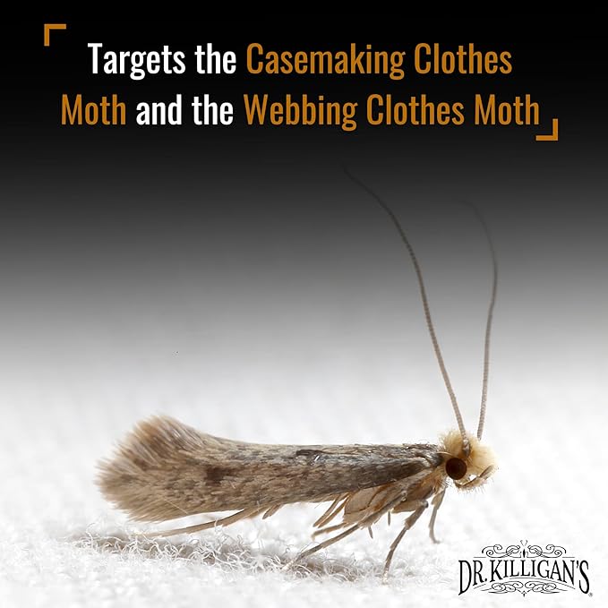 Dr. Killigan's Premium Double Potent Clothing Moth Traps with Pheromones Prime | Organic Clothes Moths Trap with Lure for Closets & Carpet | Case Making Moth Treatment & Prevention (6 Pack, White)