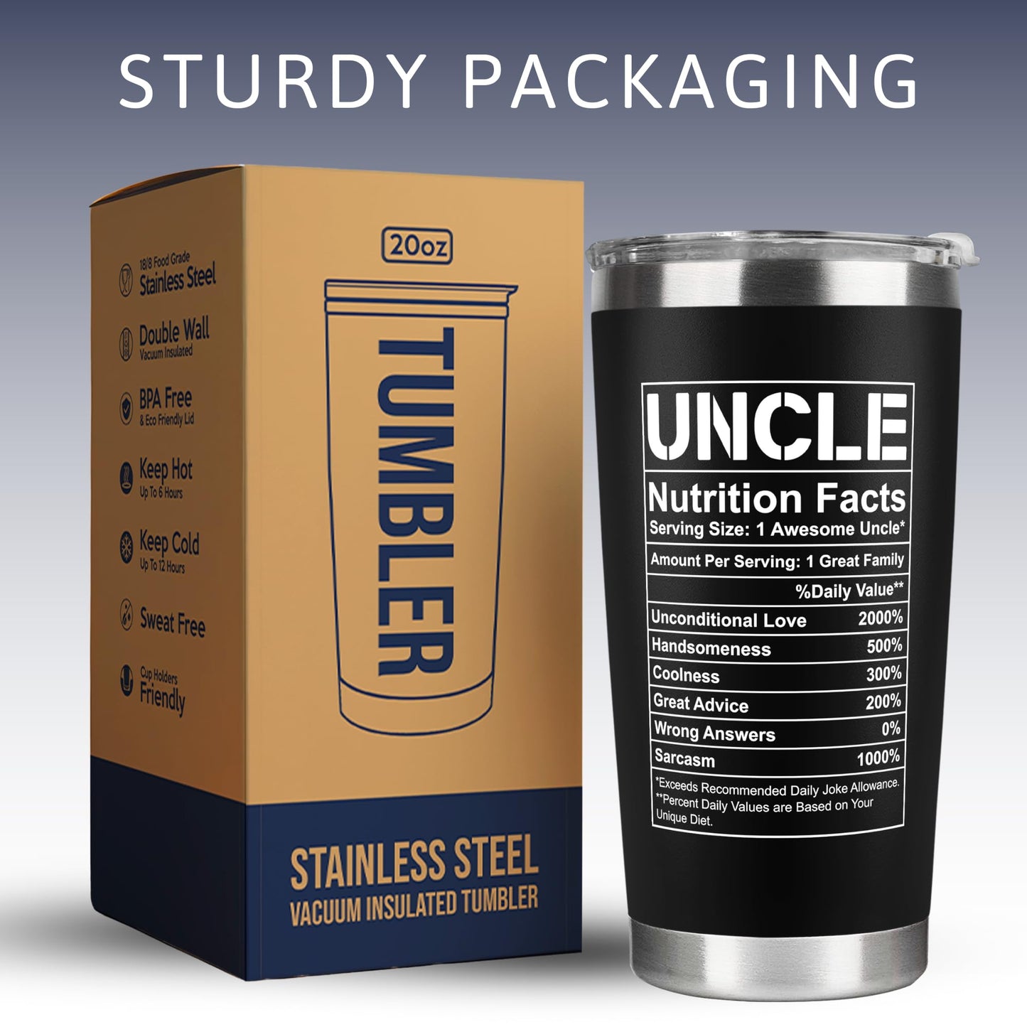 KATLADIZ Gifts for Uncle from Niece, Nephew - Uncle Gifts - Fathers Day Gift - Father's Day, Birthday, Christmas Funny Gift for Men Him from Niece, Nephew, Kids - 20 Oz Stainless Steel Coffee Tumbler