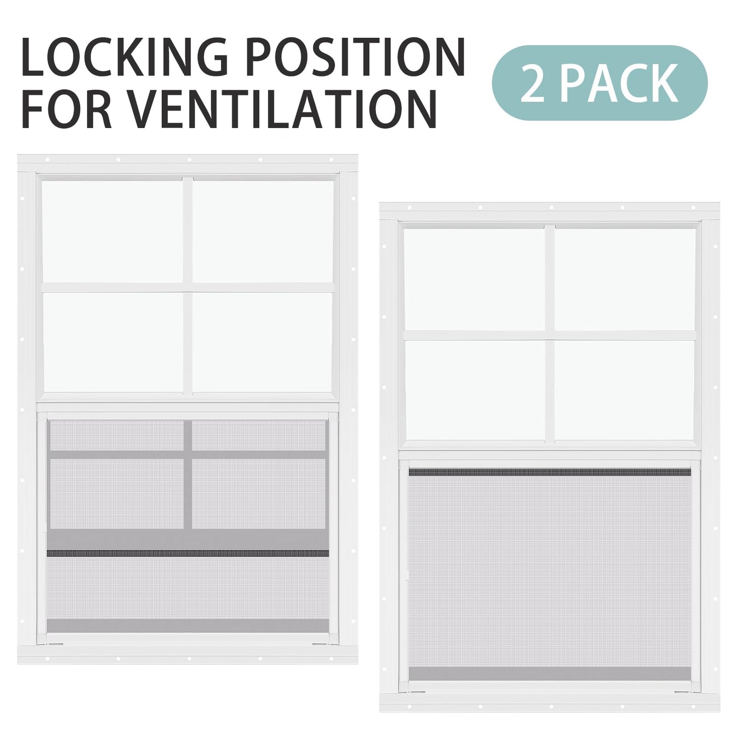 Tandefio 2 Pcs 18''x 27'' White Flush Mount Shed Window with Tempered Glass and Screen Household Windows Sliding Windows with Vertical Slider and Screws for Chicken Coop Loft Sheds Barns