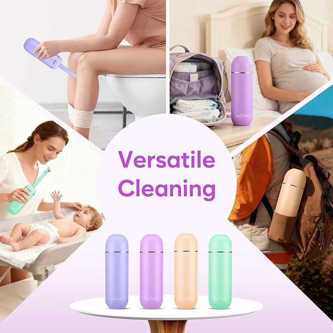 Easy@Home Portable Travel Bidet: Peri Bottle for Postpartum Essentials - Handheld Sprayer Kit for Perineal Care & Personal Hygiene | 380ml (12.8oz) | Women & Men | EPB-01 Pink