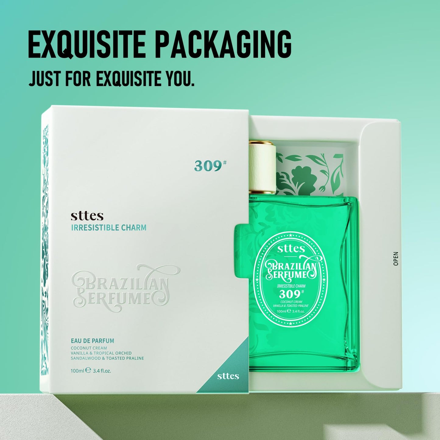 Sttes Perfume 309# (Irresistible Charm) – Eau de Parfum 100ml (3.4 fl oz) – Coconut Cream, Vanilla, Toasted Praline