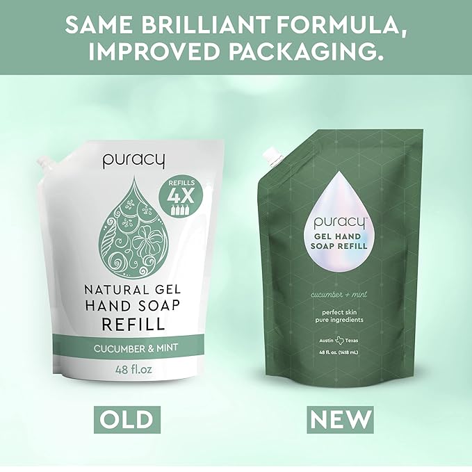 Puracy Organic Hand Soap, For the Professional Hand Washers We've All Become, Moisturizing Natural Gel Hand Wash Soap, Liquid Hand Soap Refills for Soft Skin (48 fl.oz, Cucumber & Mint) Refill