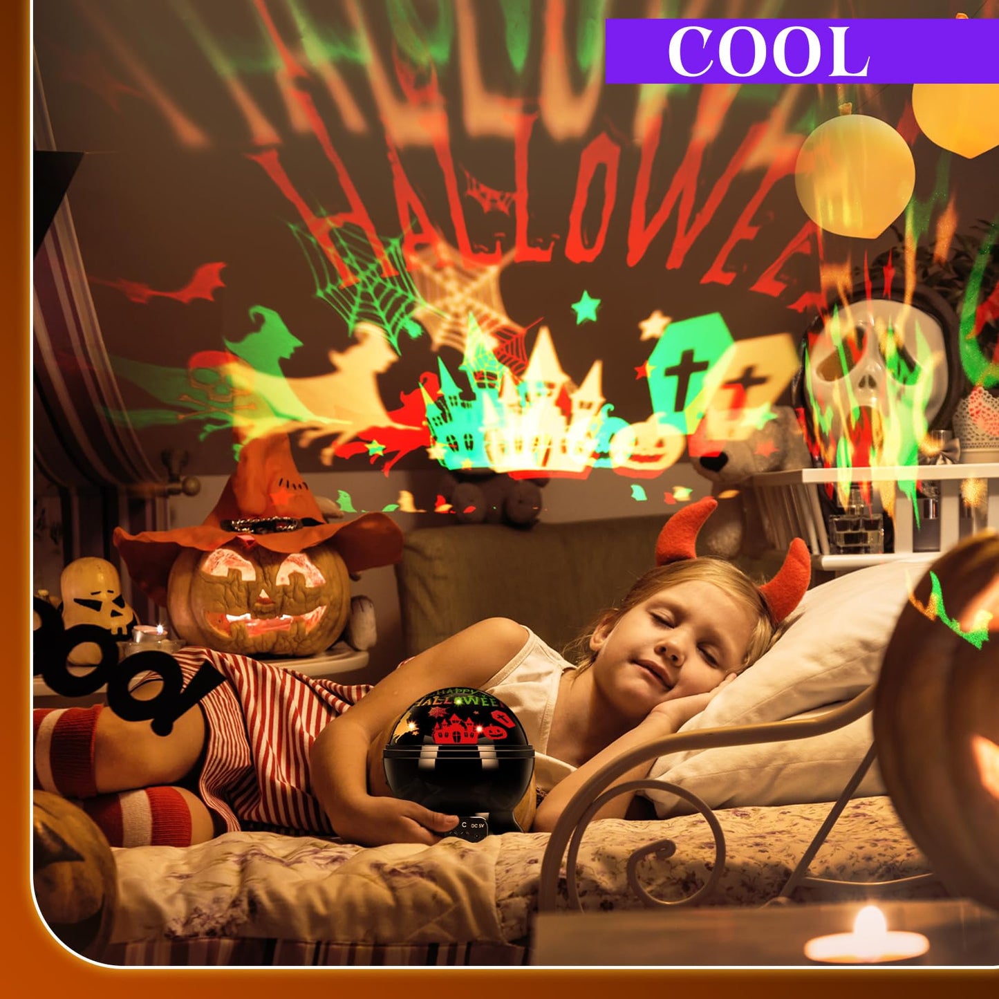 Rossesay Halloween Projector Lights Indoor Happy Halloween Projection Light LED Spooky Pumpkin Ghost Spider Decorative Outdoor Lighting Projectors for Party Holiday Garden Landscape