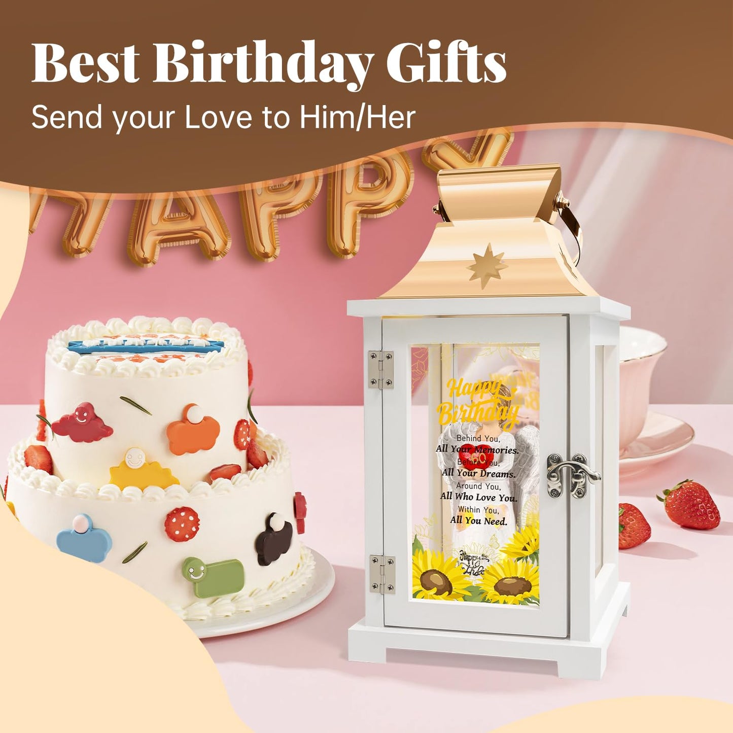 Birthday Gifts for Women, Happy Birthday Gifts for Her Women, Sister, Mom, Friends, Female Coworker Best Friend Birthday Gifts Angel Figurine Lantern