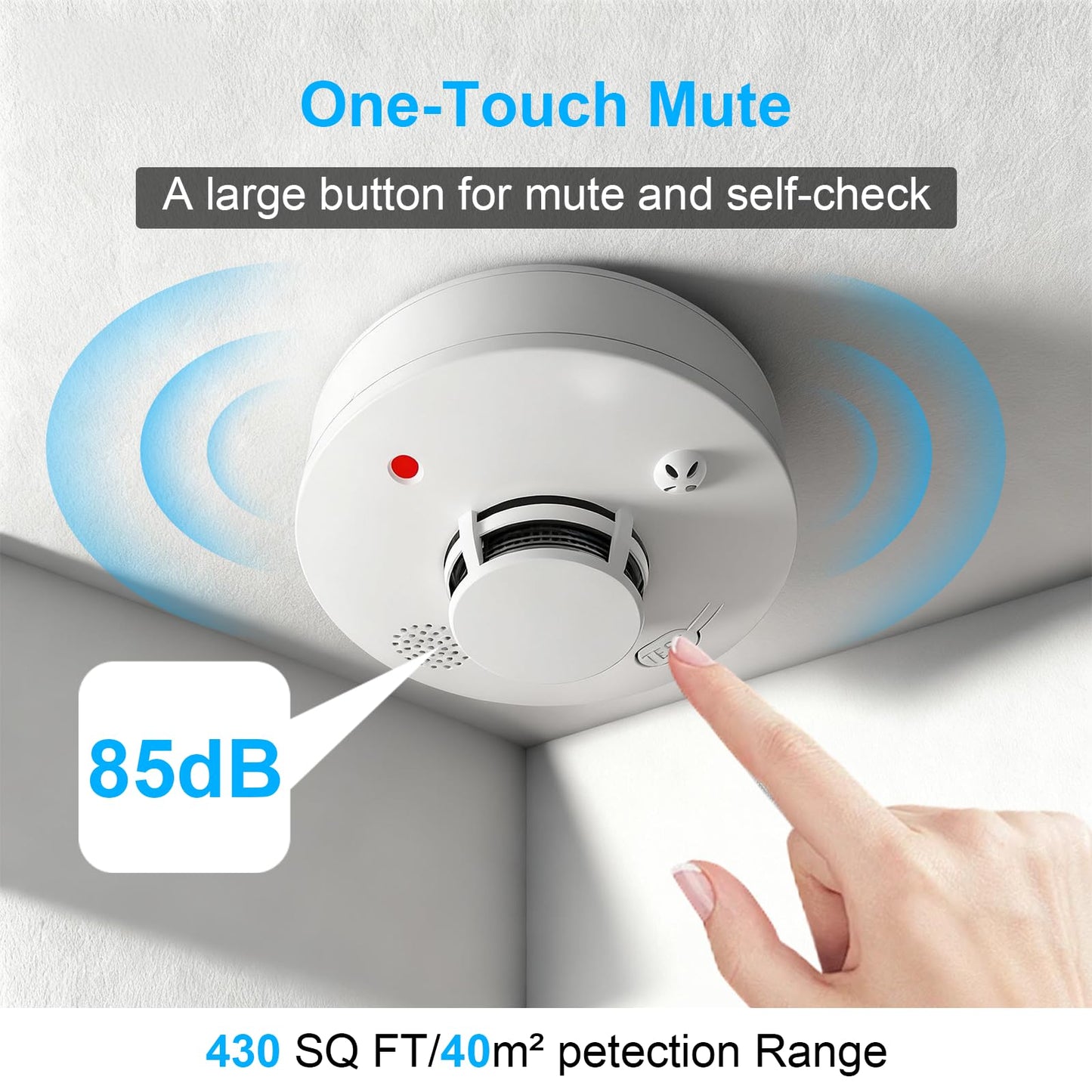 4 Pack Smoke Detector Photoelectric Smoke Alarm with Test/Mute Button, Replaceable AA Battery Battery Powered Fire Alarms for Home(Battery Not Included) S01D