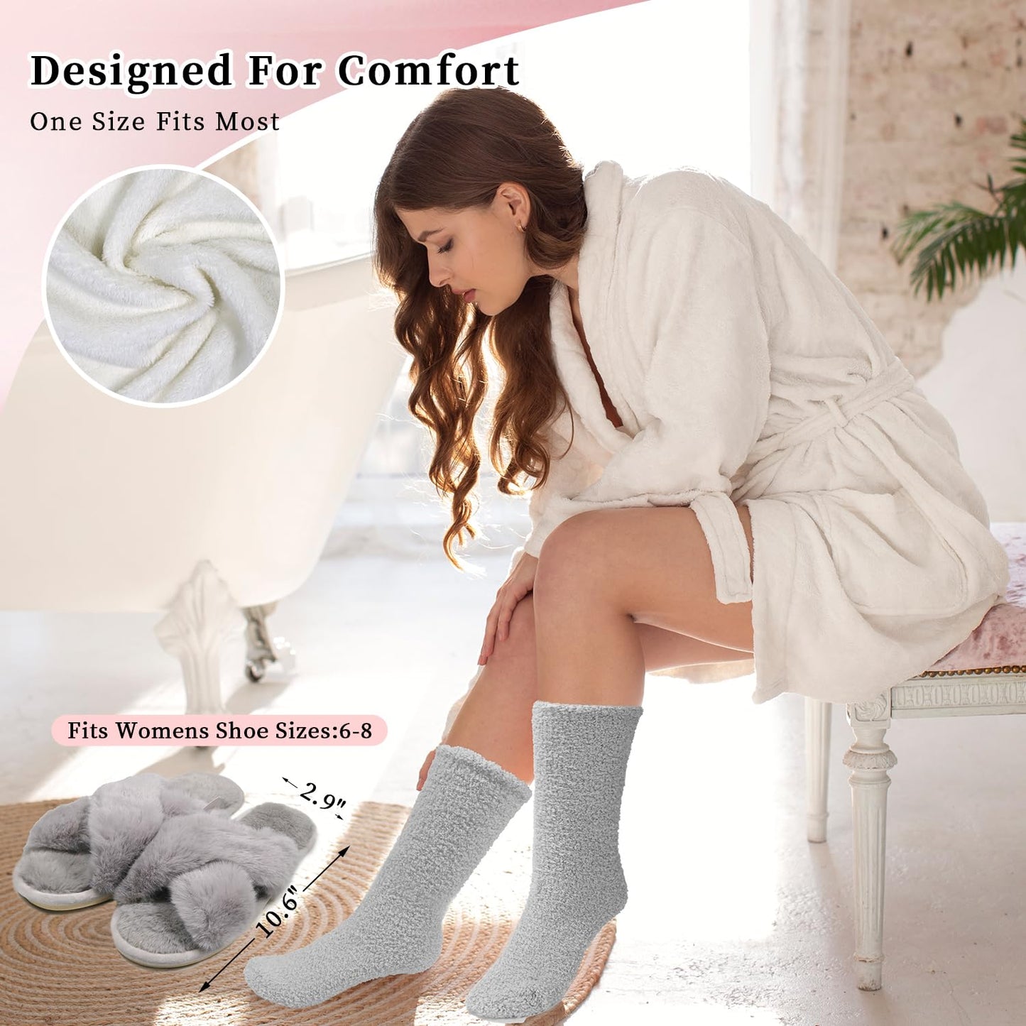 my novel things Birthday Gifts for Women,Spa Robe and Slippers Set, Bathrobe With Silky Satin Sleep Mask, Scented Candle Self Care 7 Pack Suitable for Christmas Thanksgiven Day Grey